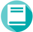 White user guide icon on turquoise background